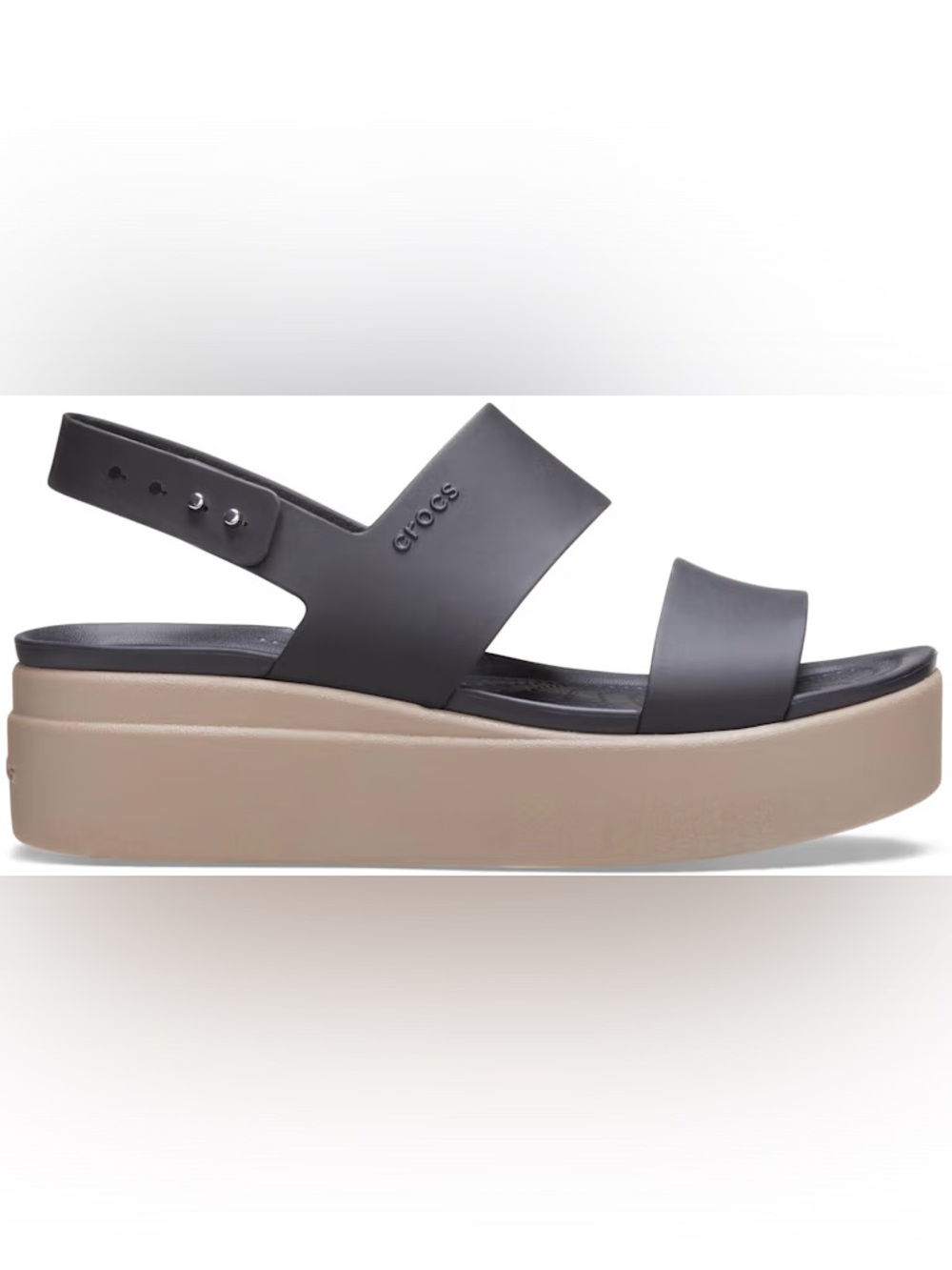 CROCS Black and Beige Platform Sandals